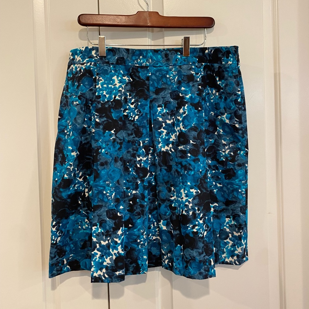 J. Crew Blue Floral Pleated Skirt